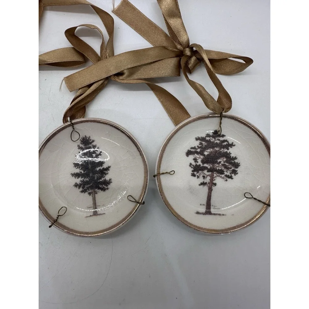Mary Carol Tree‎ Plate Ornaments Set 4 Ceramic Rustic Farmhouse Hanging (lot 3)